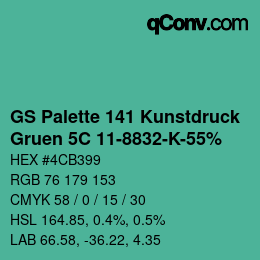 カラーコード: GS Palette 141 Kunstdruck - Gruen 5C 11-8832-K-55% | qconv.com