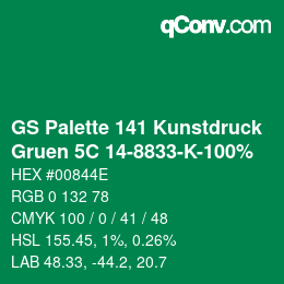 カラーコード: GS Palette 141 Kunstdruck - Gruen 5C 14-8833-K-100% | qconv.com