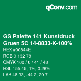 Color code: GS Palette 141 Kunstdruck - Gruen 5C 14-8833-K-100% | qconv.com