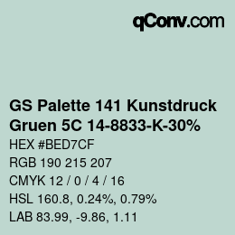 カラーコード: GS Palette 141 Kunstdruck - Gruen 5C 14-8833-K-30% | qconv.com