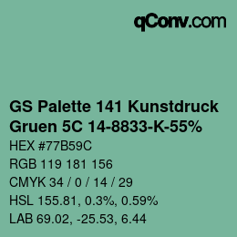 Color code: GS Palette 141 Kunstdruck - Gruen 5C 14-8833-K-55% | qconv.com