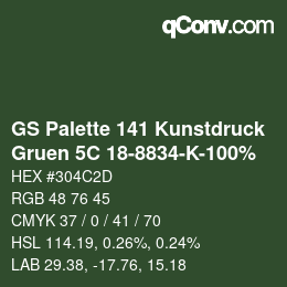 Code couleur: GS Palette 141 Kunstdruck - Gruen 5C 18-8834-K-100% | qconv.com