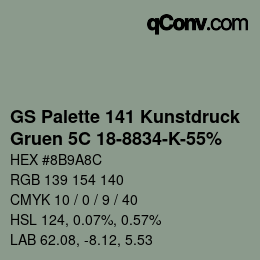 カラーコード: GS Palette 141 Kunstdruck - Gruen 5C 18-8834-K-55% | qconv.com
