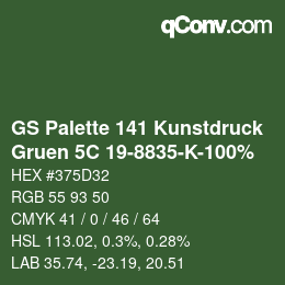 Código de color: GS Palette 141 Kunstdruck - Gruen 5C 19-8835-K-100% | qconv.com