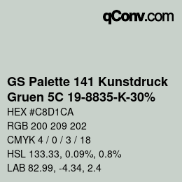 カラーコード: GS Palette 141 Kunstdruck - Gruen 5C 19-8835-K-30% | qconv.com
