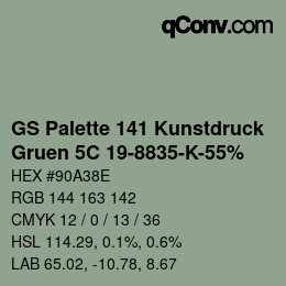 Farbcode: GS Palette 141 Kunstdruck - Gruen 5C 19-8835-K-55% | qconv.com