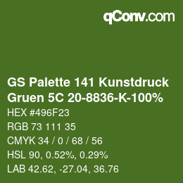 Color code: GS Palette 141 Kunstdruck - Gruen 5C 20-8836-K-100% | qconv.com