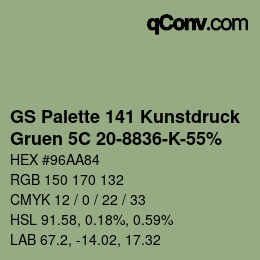Farbcode: GS Palette 141 Kunstdruck - Gruen 5C 20-8836-K-55% | qconv.com