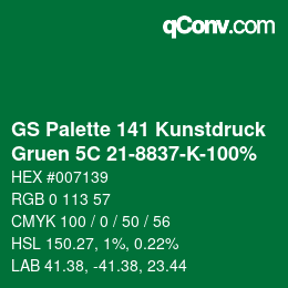 Farbcode: GS Palette 141 Kunstdruck - Gruen 5C 21-8837-K-100% | qconv.com
