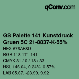 Color code: GS Palette 141 Kunstdruck - Gruen 5C 21-8837-K-55% | qconv.com