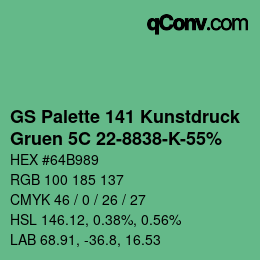 カラーコード: GS Palette 141 Kunstdruck - Gruen 5C 22-8838-K-55% | qconv.com