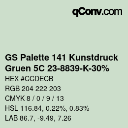 カラーコード: GS Palette 141 Kunstdruck - Gruen 5C 23-8839-K-30% | qconv.com