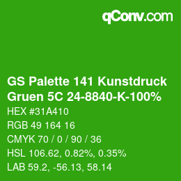 Farbcode: GS Palette 141 Kunstdruck - Gruen 5C 24-8840-K-100% | qconv.com