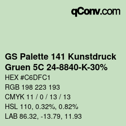 Color code: GS Palette 141 Kunstdruck - Gruen 5C 24-8840-K-30% | qconv.com