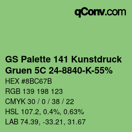 Color code: GS Palette 141 Kunstdruck - Gruen 5C 24-8840-K-55% | qconv.com