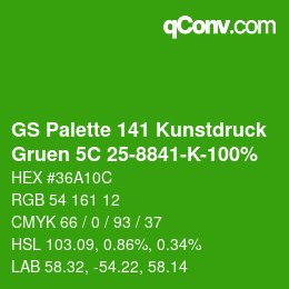 Color code: GS Palette 141 Kunstdruck - Gruen 5C 25-8841-K-100% | qconv.com