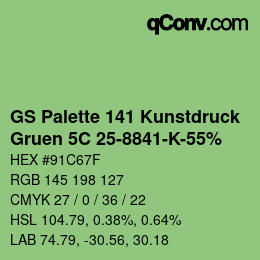 Color code: GS Palette 141 Kunstdruck - Gruen 5C 25-8841-K-55% | qconv.com