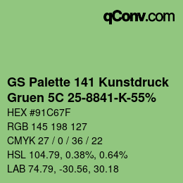 Code couleur: GS Palette 141 Kunstdruck - Gruen 5C 25-8841-K-55% | qconv.com