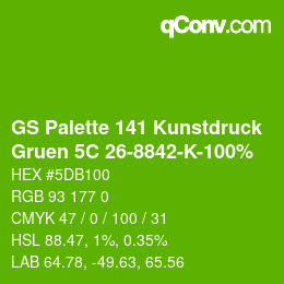 Farbcode: GS Palette 141 Kunstdruck - Gruen 5C 26-8842-K-100% | qconv.com