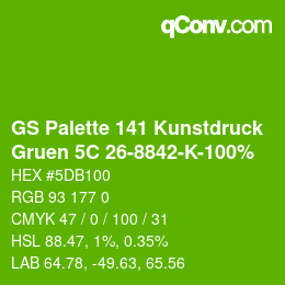 Code couleur: GS Palette 141 Kunstdruck - Gruen 5C 26-8842-K-100% | qconv.com