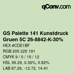 Código de color: GS Palette 141 Kunstdruck - Gruen 5C 26-8842-K-30% | qconv.com