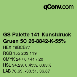 Color code: GS Palette 141 Kunstdruck - Gruen 5C 26-8842-K-55% | qconv.com