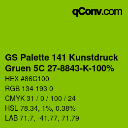 Farbcode: GS Palette 141 Kunstdruck - Gruen 5C 27-8843-K-100% | qconv.com
