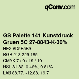 Code couleur: GS Palette 141 Kunstdruck - Gruen 5C 27-8843-K-30% | qconv.com
