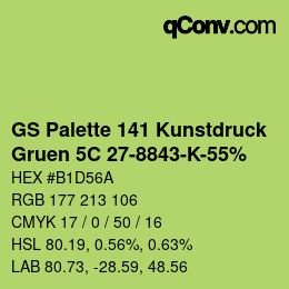 Color code: GS Palette 141 Kunstdruck - Gruen 5C 27-8843-K-55% | qconv.com