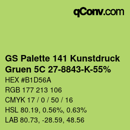 カラーコード: GS Palette 141 Kunstdruck - Gruen 5C 27-8843-K-55% | qconv.com