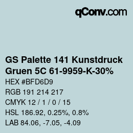 Farbcode: GS Palette 141 Kunstdruck - Gruen 5C 61-9959-K-30% | qconv.com