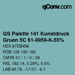 Color code: GS Palette 141 Kunstdruck - Gruen 5C 61-9959-K-55% | qconv.com