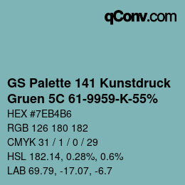 カラーコード: GS Palette 141 Kunstdruck - Gruen 5C 61-9959-K-55% | qconv.com