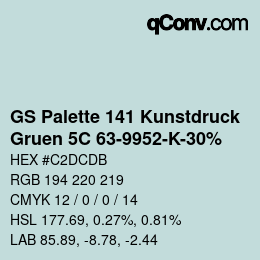 Farbcode: GS Palette 141 Kunstdruck - Gruen 5C 63-9952-K-30% | qconv.com