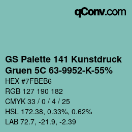 Color code: GS Palette 141 Kunstdruck - Gruen 5C 63-9952-K-55% | qconv.com