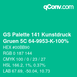 Farbcode: GS Palette 141 Kunstdruck - Gruen 5C 64-9953-K-100% | qconv.com