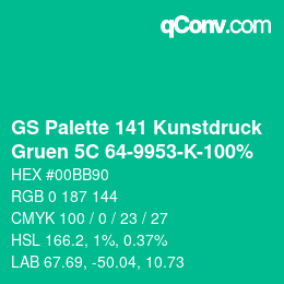 Código de color: GS Palette 141 Kunstdruck - Gruen 5C 64-9953-K-100% | qconv.com