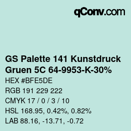 Code couleur: GS Palette 141 Kunstdruck - Gruen 5C 64-9953-K-30% | qconv.com