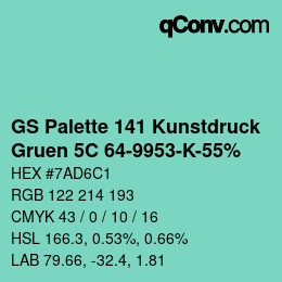 Farbcode: GS Palette 141 Kunstdruck - Gruen 5C 64-9953-K-55% | qconv.com