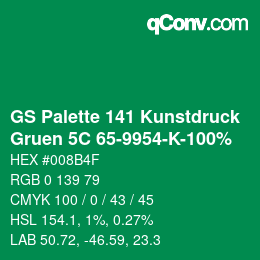 カラーコード: GS Palette 141 Kunstdruck - Gruen 5C 65-9954-K-100% | qconv.com