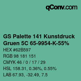Code couleur: GS Palette 141 Kunstdruck - Gruen 5C 65-9954-K-55% | qconv.com