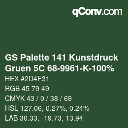 Color code: GS Palette 141 Kunstdruck - Gruen 5C 68-9961-K-100% | qconv.com