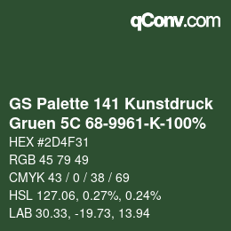 カラーコード: GS Palette 141 Kunstdruck - Gruen 5C 68-9961-K-100% | qconv.com