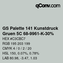Farbcode: GS Palette 141 Kunstdruck - Gruen 5C 68-9961-K-30% | qconv.com