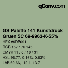 Code couleur: GS Palette 141 Kunstdruck - Gruen 5C 69-9963-K-55% | qconv.com