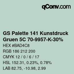 Color code: GS Palette 141 Kunstdruck - Gruen 5C 70-9957-K-30% | qconv.com