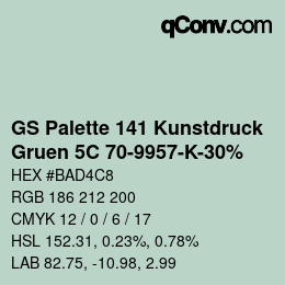 カラーコード: GS Palette 141 Kunstdruck - Gruen 5C 70-9957-K-30% | qconv.com
