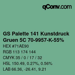カラーコード: GS Palette 141 Kunstdruck - Gruen 5C 70-9957-K-55% | qconv.com