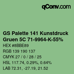 Farbcode: GS Palette 141 Kunstdruck - Gruen 5C 71-9964-K-55% | qconv.com