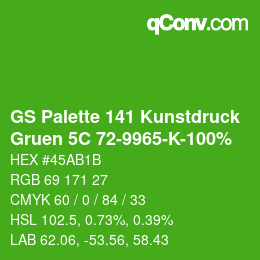 Farbcode: GS Palette 141 Kunstdruck - Gruen 5C 72-9965-K-100% | qconv.com